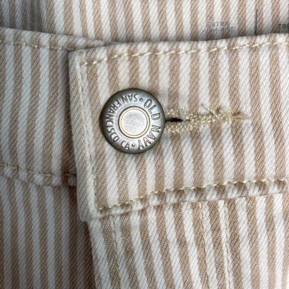 Old Navy Women's Beige Striped Extra High Rise Cotton Pants Size 10 Straight Leg - Picture 5 of 16